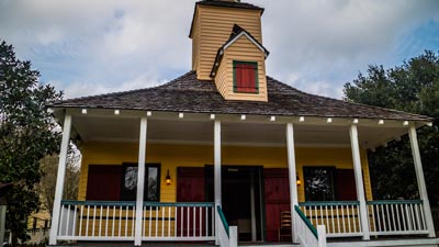 a group of people in front of a building